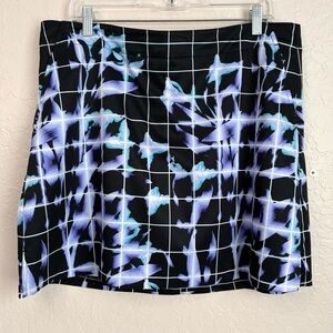Lady Hagen Golf Skort Women’s 14 Black Purple Floral Back Zip Pockets Activewear
